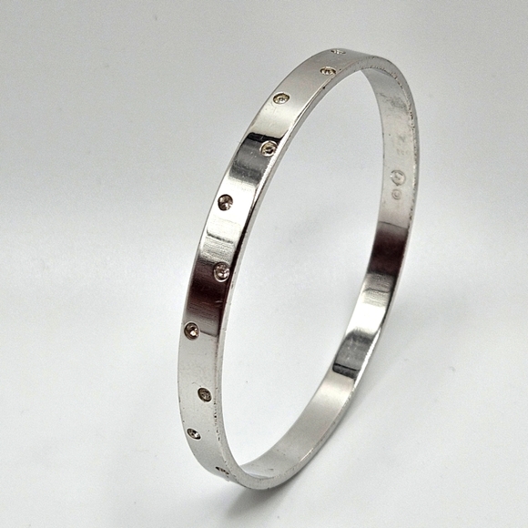 Swarovski Silver Tone Crystal Detail Bangle Bracelet Stackable - Picture 1 of 6